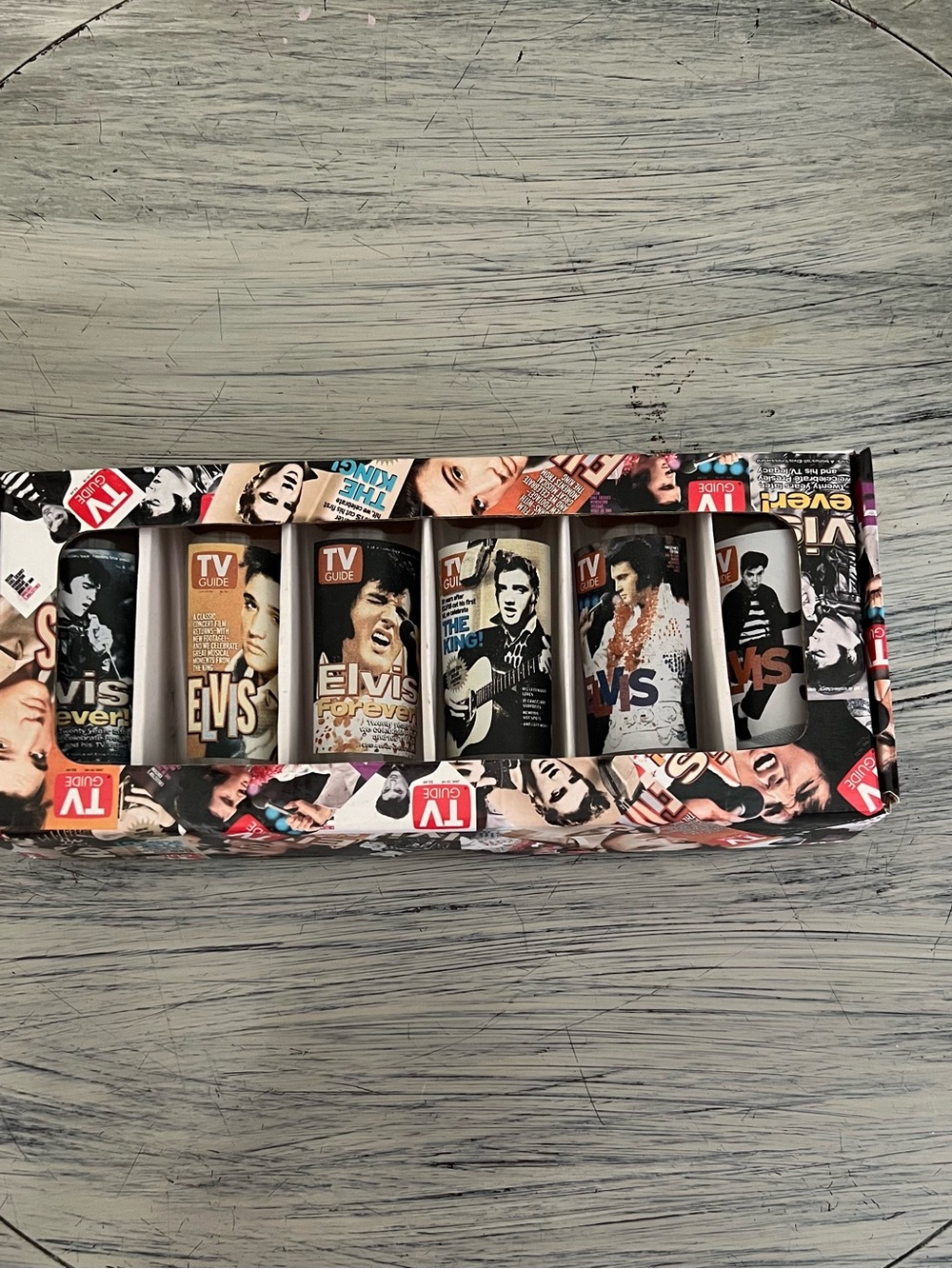 Elvis Presley TV Guide Collector’s Series 6-Piece Shot Glass Set – NWT Unopened